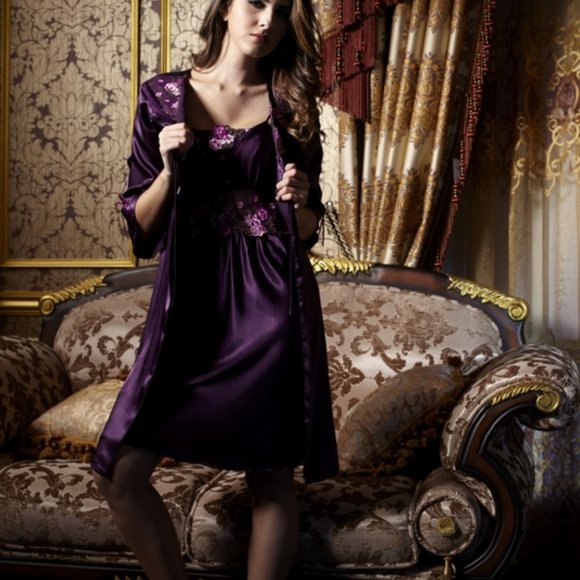 Two-Piece pajama set in Kimono style wz Spaghetti - Picture 2 of 3